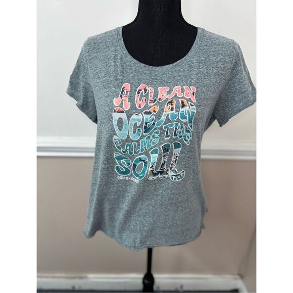 Ocean + Coast Clean Ocean Graphic Grey Tee Shirt Size Medium - Picture 1 of 6